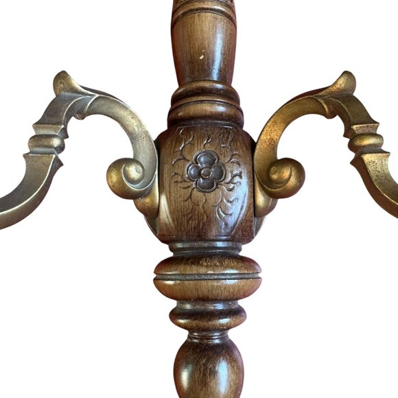 Vintage Syroco Wood & Resin Candle Wall Sconces Pair Set 2 MCM Mid Century Decor - Picture 4 of 12